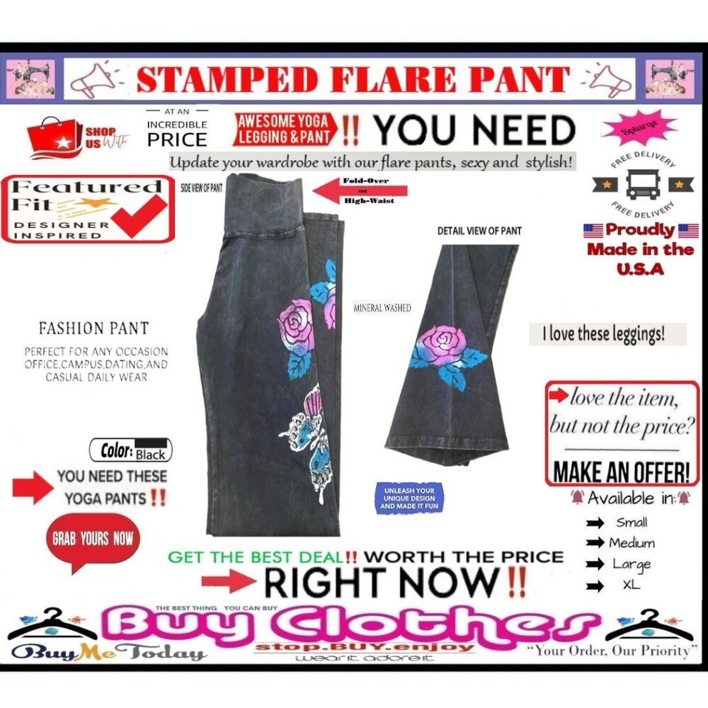 ๐ BOTTOM Fold Graphic BUTTERFLY โ LEGGING ๐ PANT Waist Mineral STAMP ๐ธBUY NOW - Picture 15 of 16